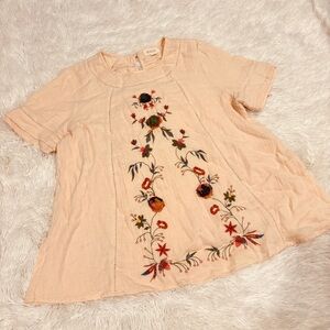 ROOLEE cream floral embroidered woman’s blouse tunic top Size XL